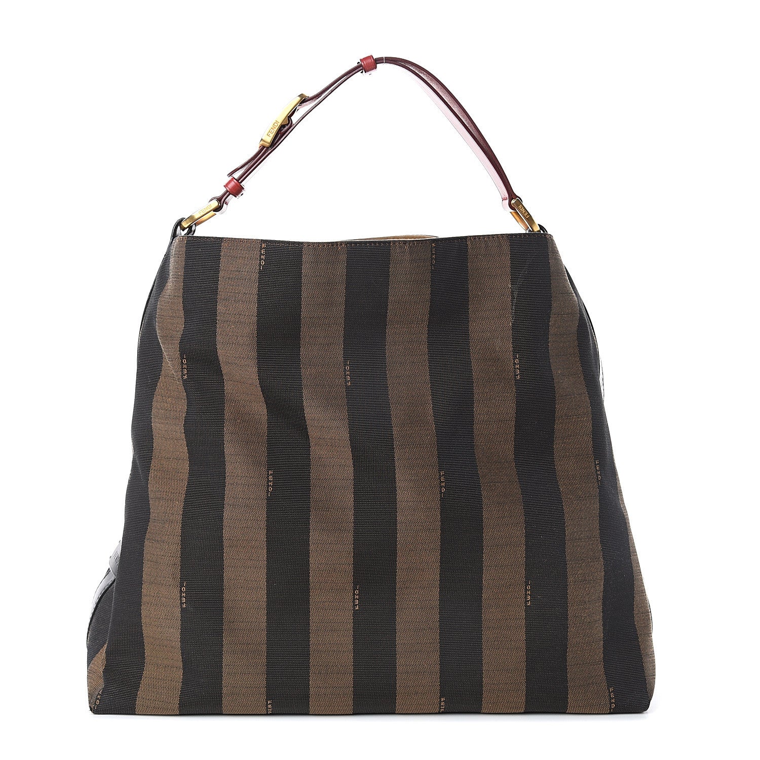 Fendi Pequin Cuoio Vegetale Large Hobo Tobacco Rosso Black 1 of 8