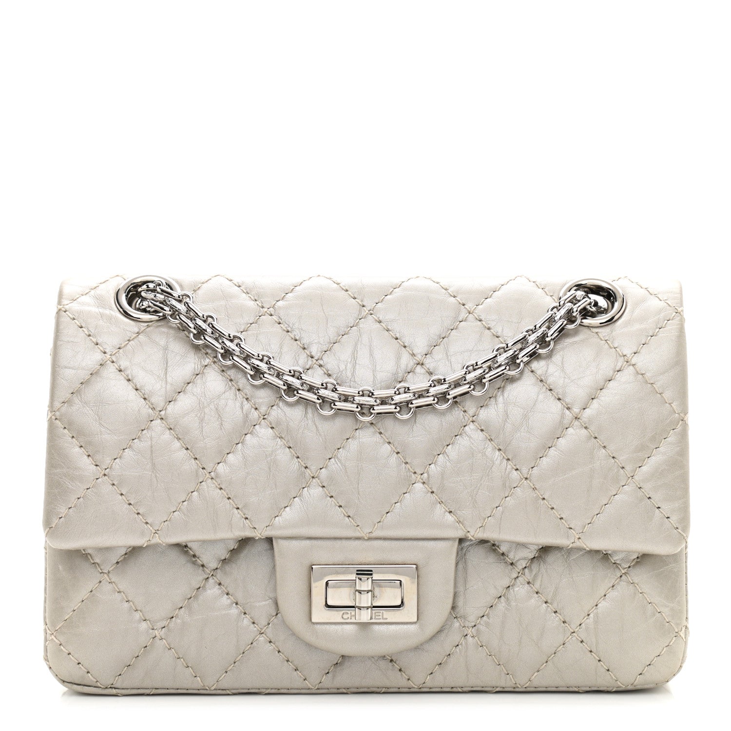 Chanel Metallic Calfskin Quilted 2.55 Reissue 224 Flap Silver 1 of 10