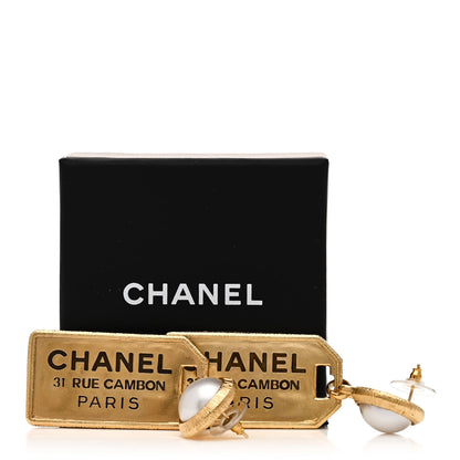 Chanel Pearl CC Tags Drop Earrings Gold 5 of 5