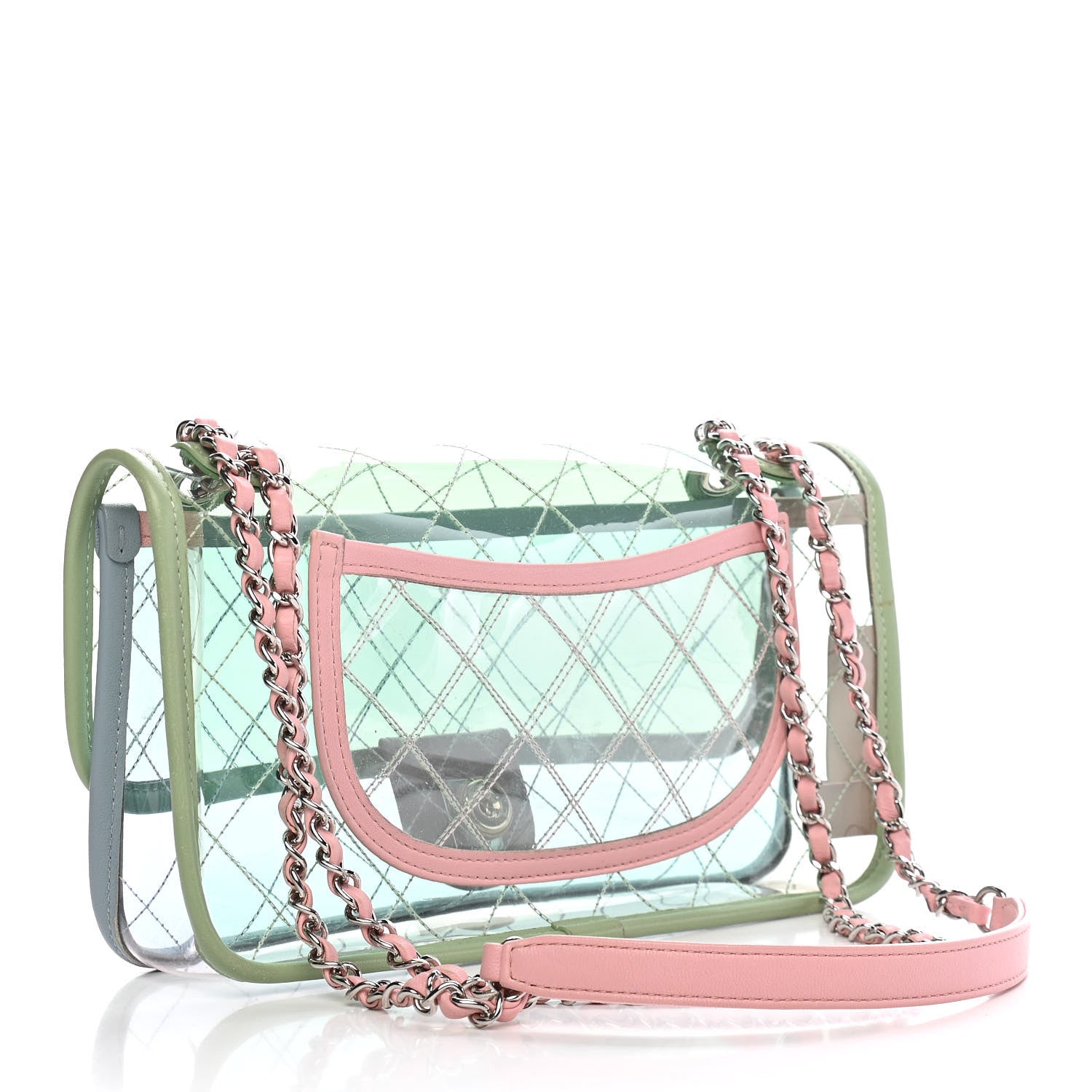 Chanel Lambskin PVC Quilted Medium Coco Splash Flap Blue Green 3 of 9