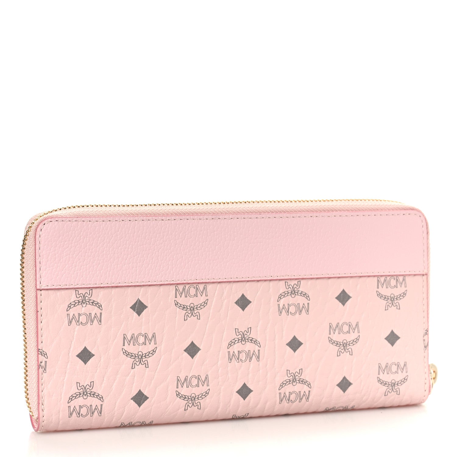 MCM Visetos Large Zip Around Wallet Pink 3 of 9