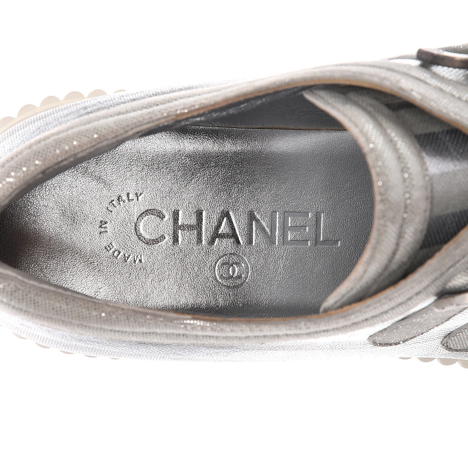 Chanel Lame Creeper Sneakers 38 Silver Stripe 8 of 10