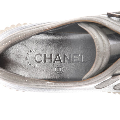 Chanel Lame Creeper Sneakers 38 Silver Stripe 8 of 10