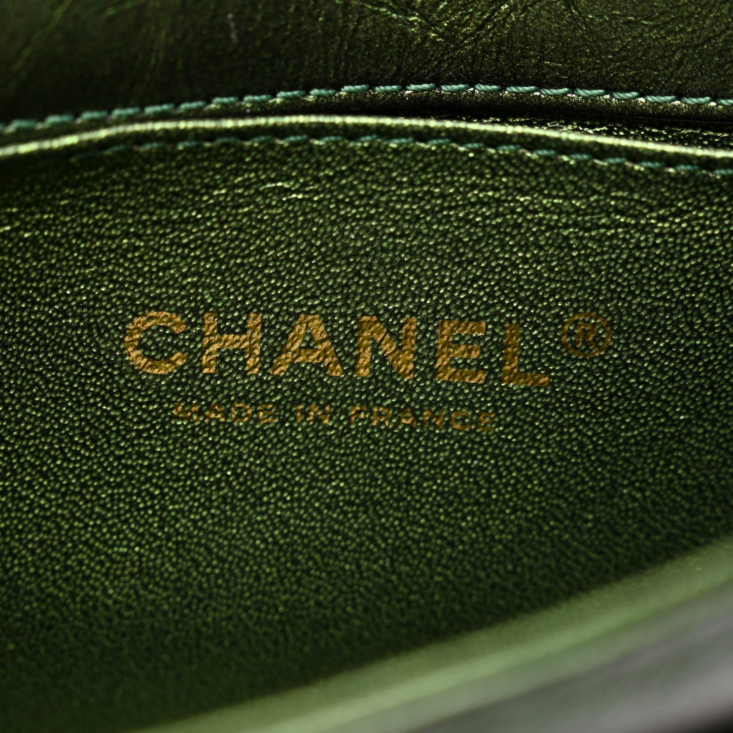 Metallic Aged Calfskin Quilted 2.55 Reissue Flap Belt Bag Clutch Green