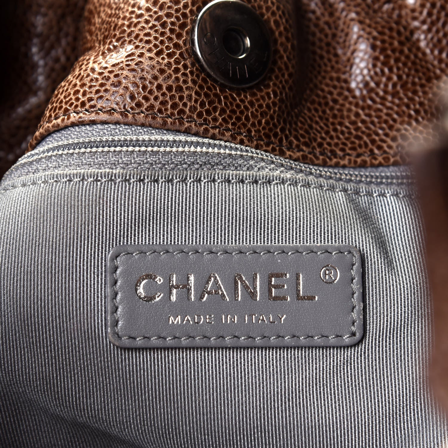 Chanel Distressed Glazed Caviar Quilted Medium Elastic Tote Brown 3 of 8