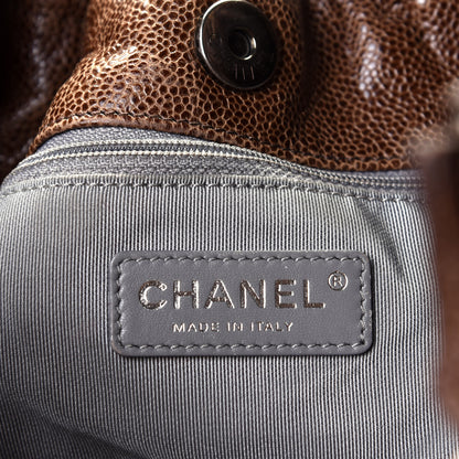 Chanel Distressed Glazed Caviar Quilted Medium Elastic Tote Brown 3 of 8