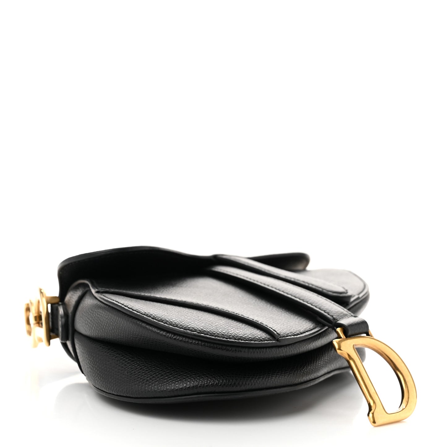 Grained Calfskin Mini Saddle Bag Black
