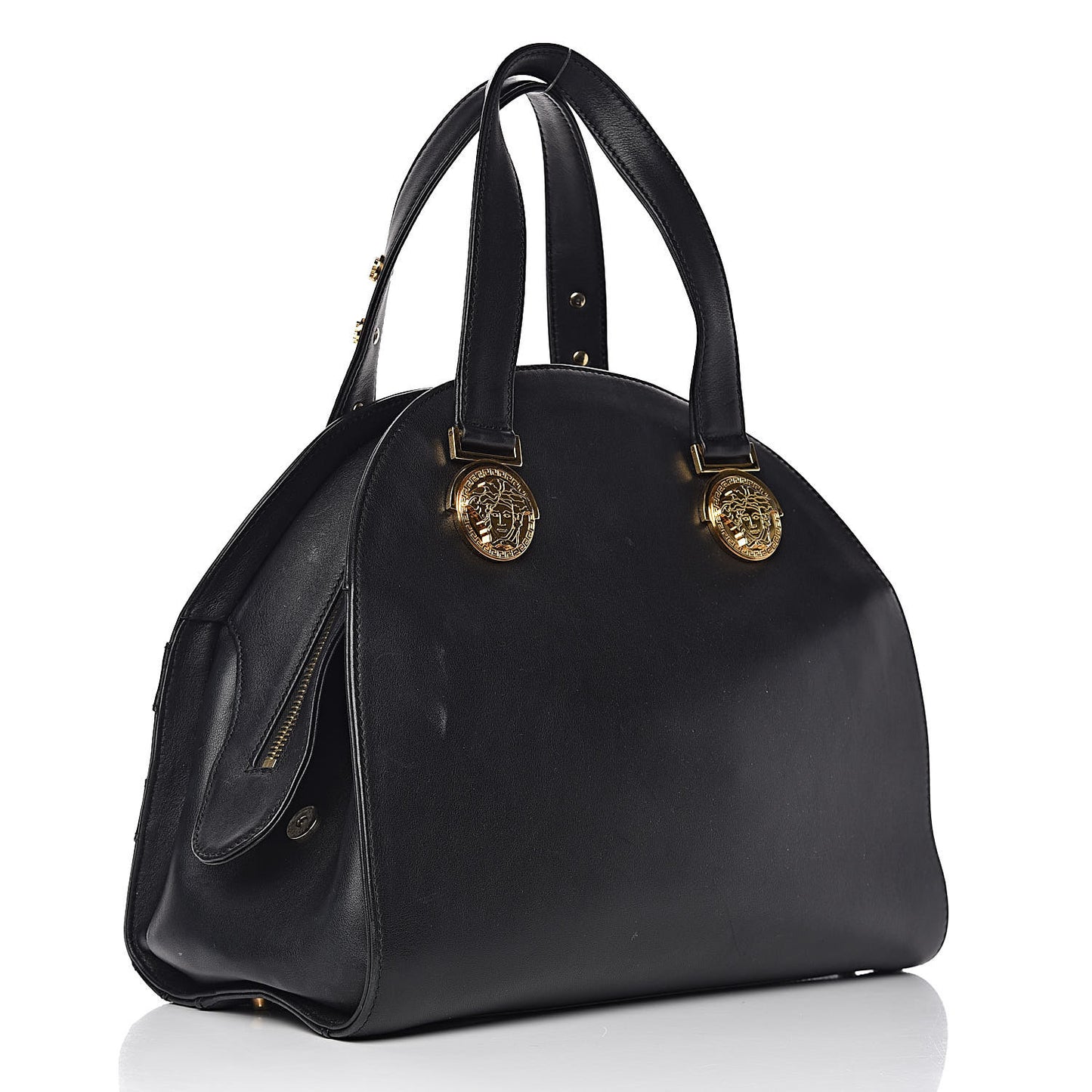 Calfskin Medallion Tribute Bowling Bag Black