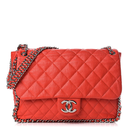 Chanel Washed Lambskin Quilted Maxi Chain Around Flap Red 1 of 11