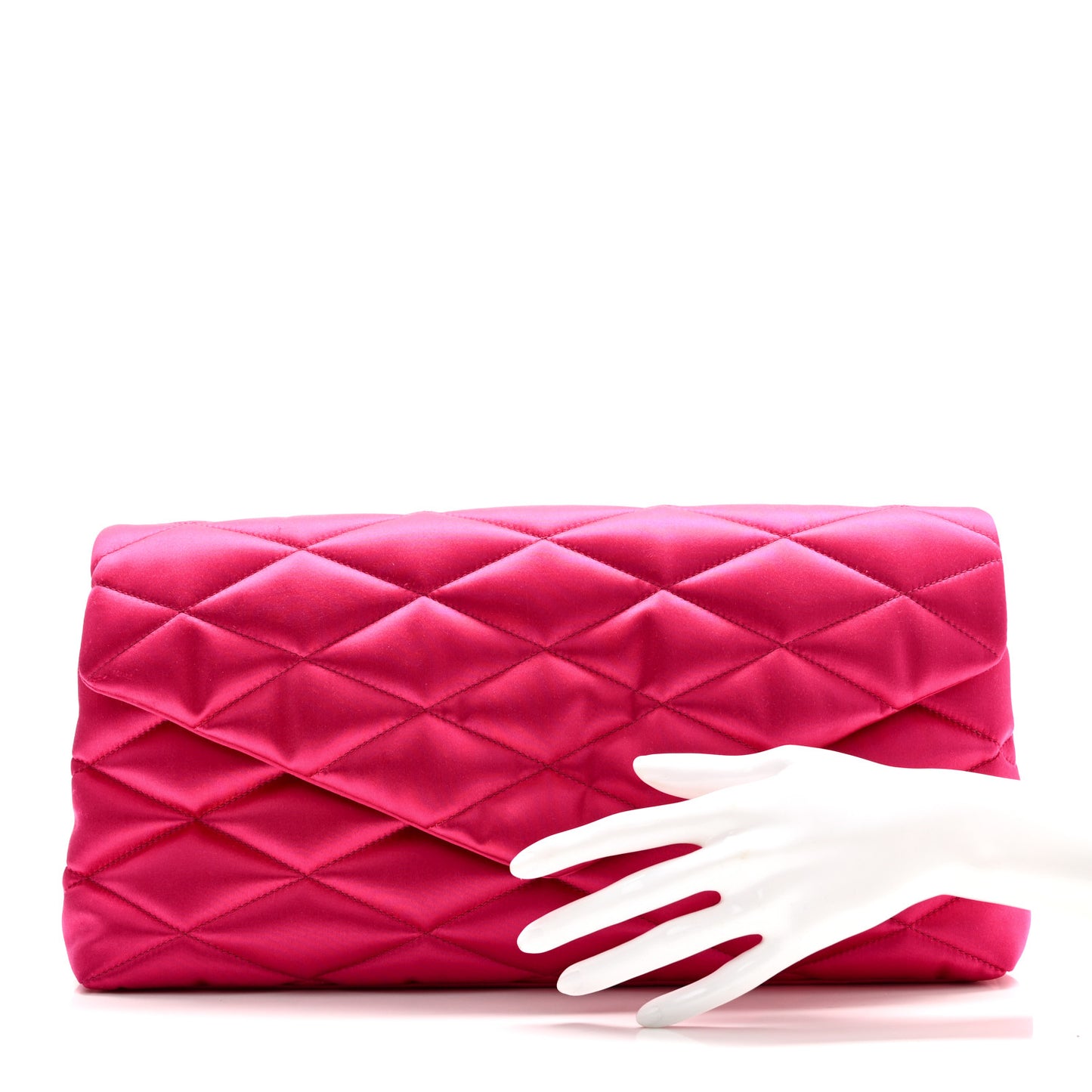 Satin Quilted Sade Puffer Envelope Clutch Bubblegum