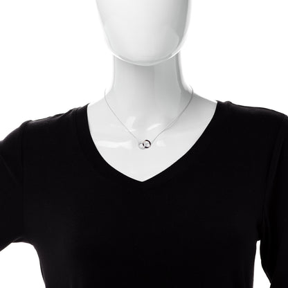 Tiffany 18K White Rose Gold Diamond Double Interlocking Circles Pendant Necklace 2 of 6