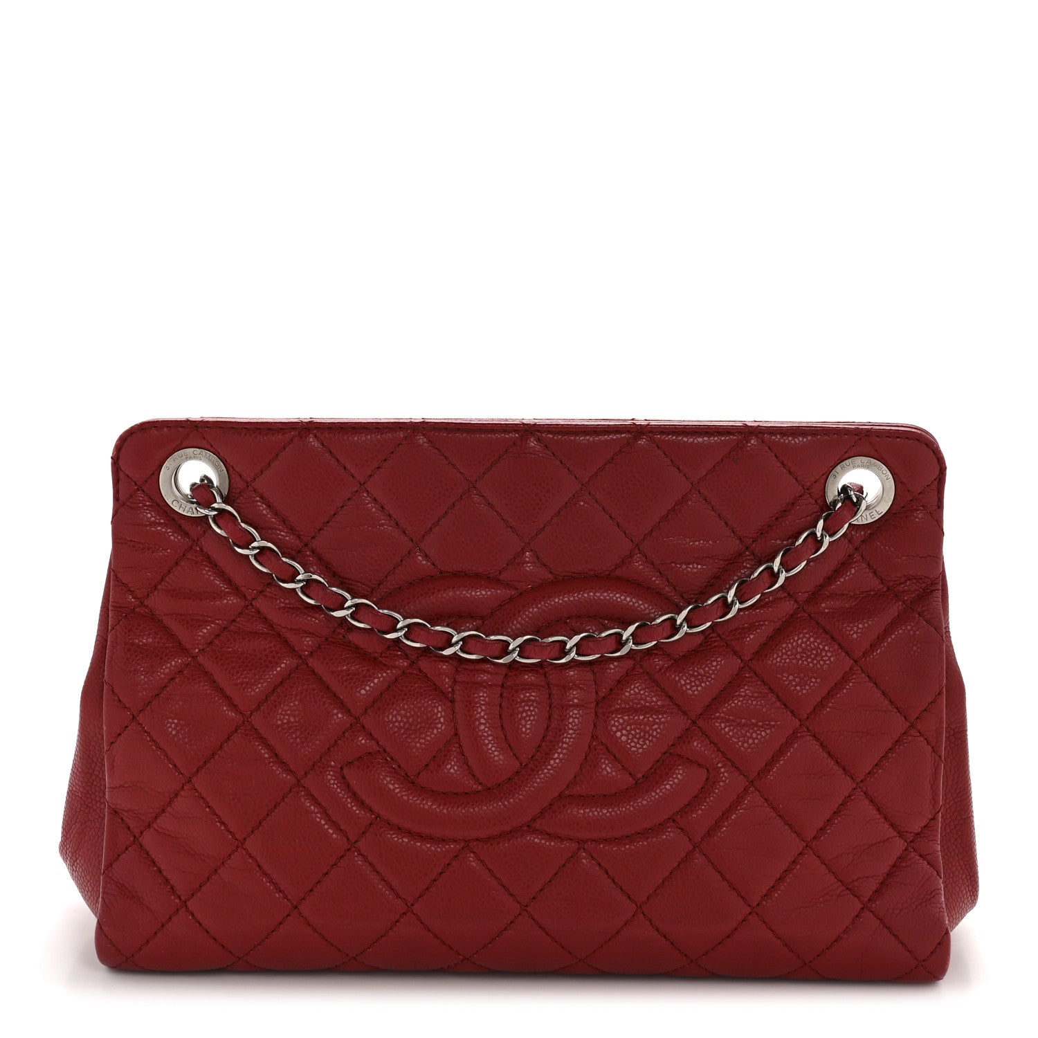 Chanel Caviar Quilted Timeless CC Shopping Tote Red 1 of 12