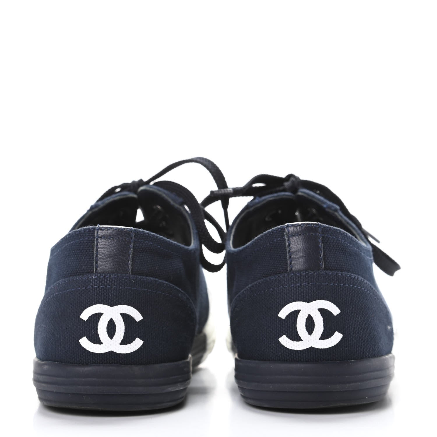 Chanel Canvas Womens Sneakers 38 Navy White 6 of 9
