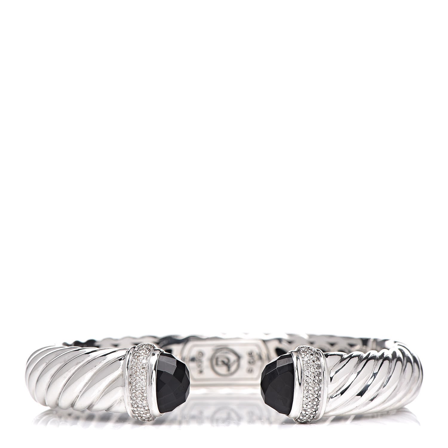 David Yurman Sterling Silver Diamond Black Onyx 10mm Waverly Bracelet 1 of 4