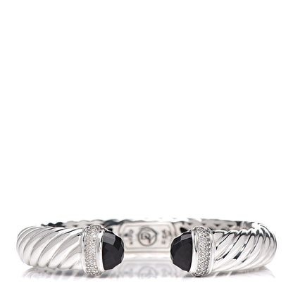 David Yurman Sterling Silver Diamond Black Onyx 10mm Waverly Bracelet 1 of 4