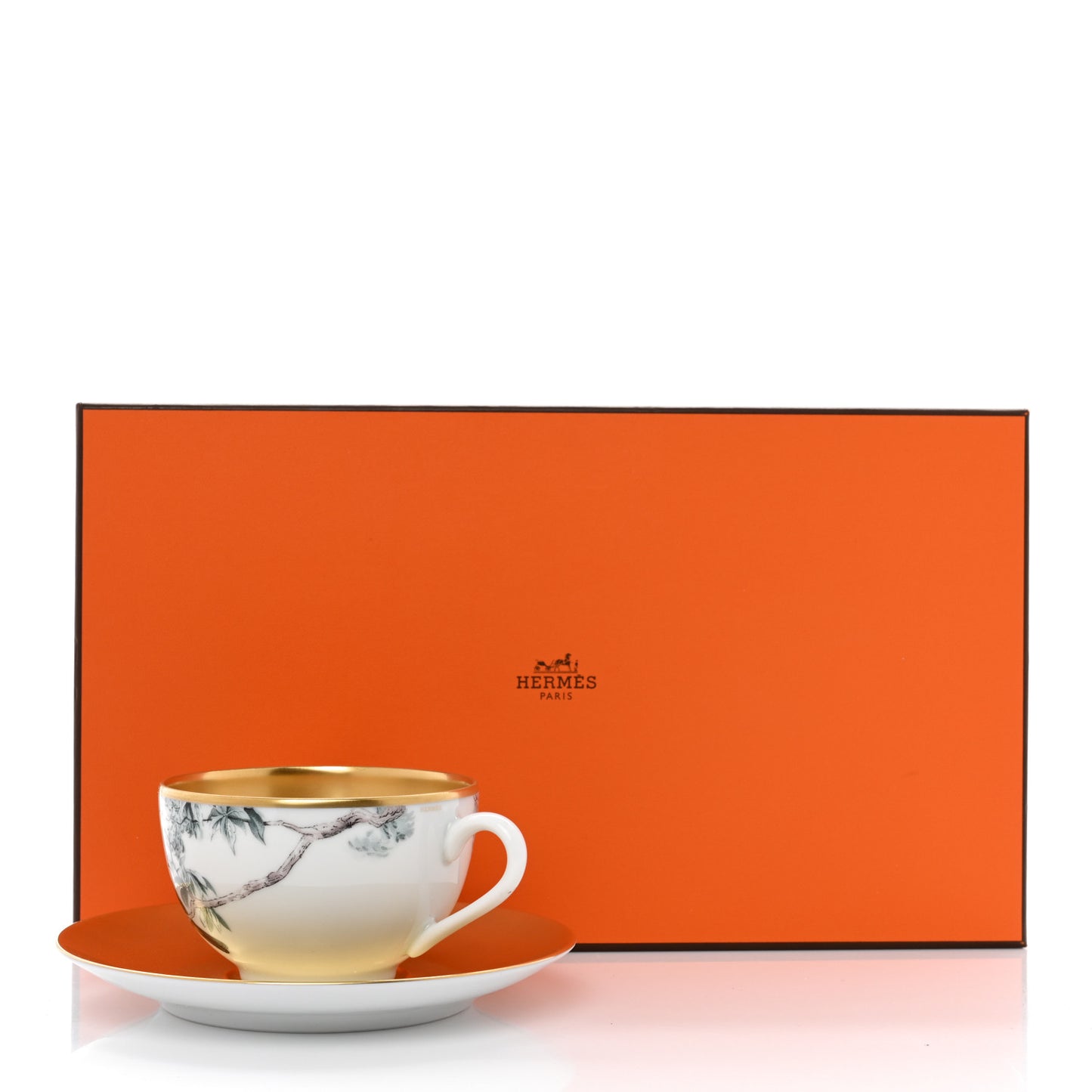 Porcelain Gold Carnets d'Equateur Tea Cup and Saucer