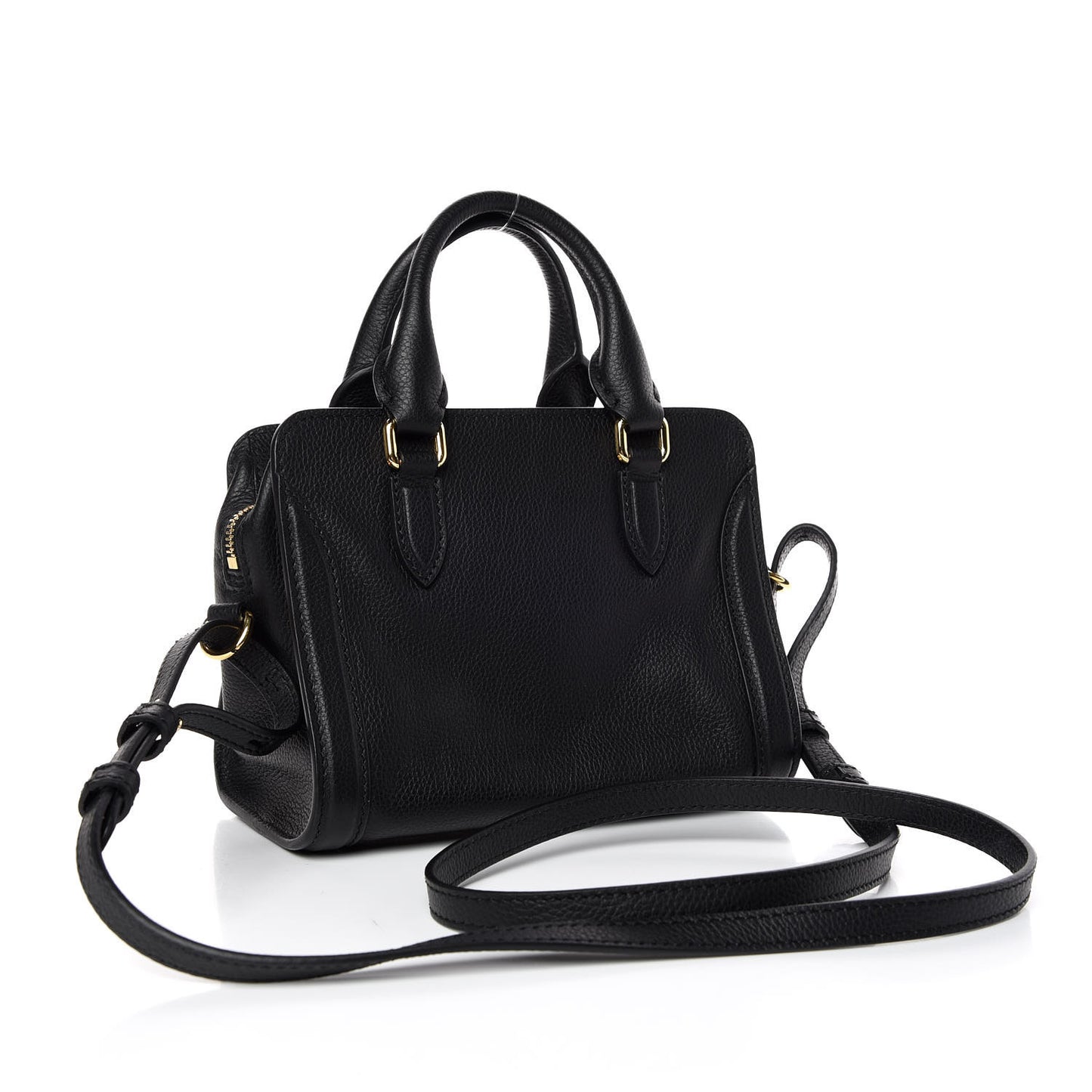 Pebbled Calfskin Mini Padlock Tote Black