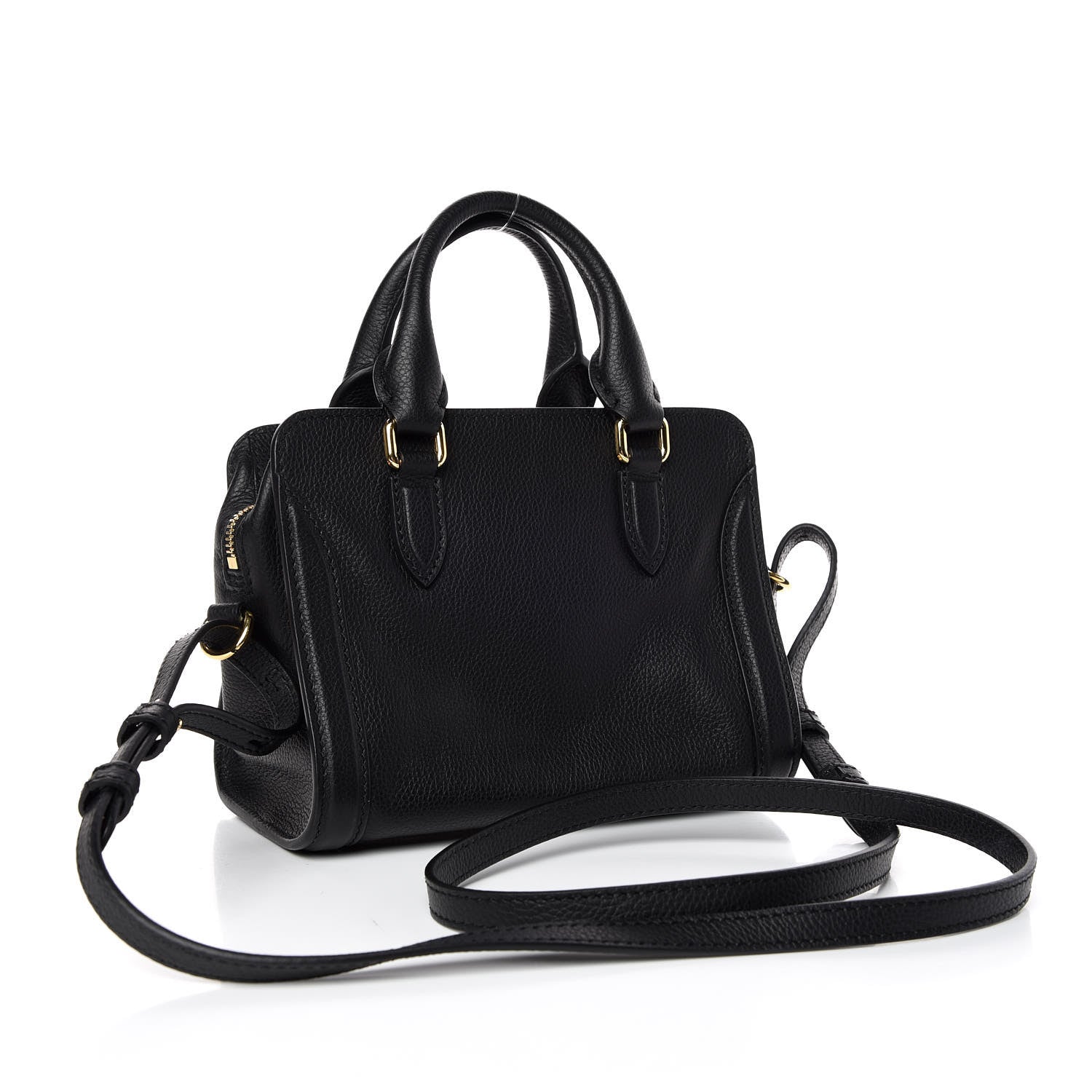 Alexander McQueen Pebbled Calfskin Mini Padlock Tote Black 3 of 9