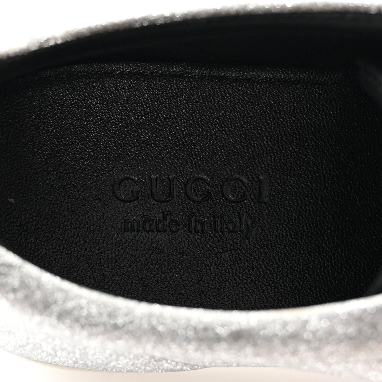 Gucci Glitter Fabric Studded Web Womens Sneakers 35.5 Silver 8 of 13
