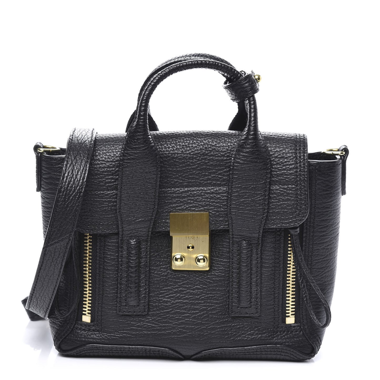 3.1 Textured Calfskin Mini Pashli Satchel Black