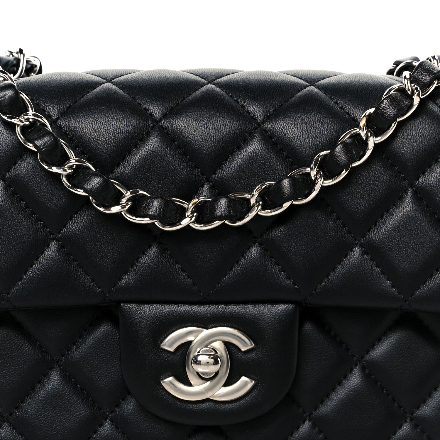 Chanel Lambskin Quilted Mini Rectangular Flap Black 9 of 12