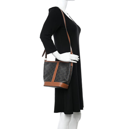 Celine Triomphe Canvas Calfskin Small Bucket Bag Tan 2 of 9