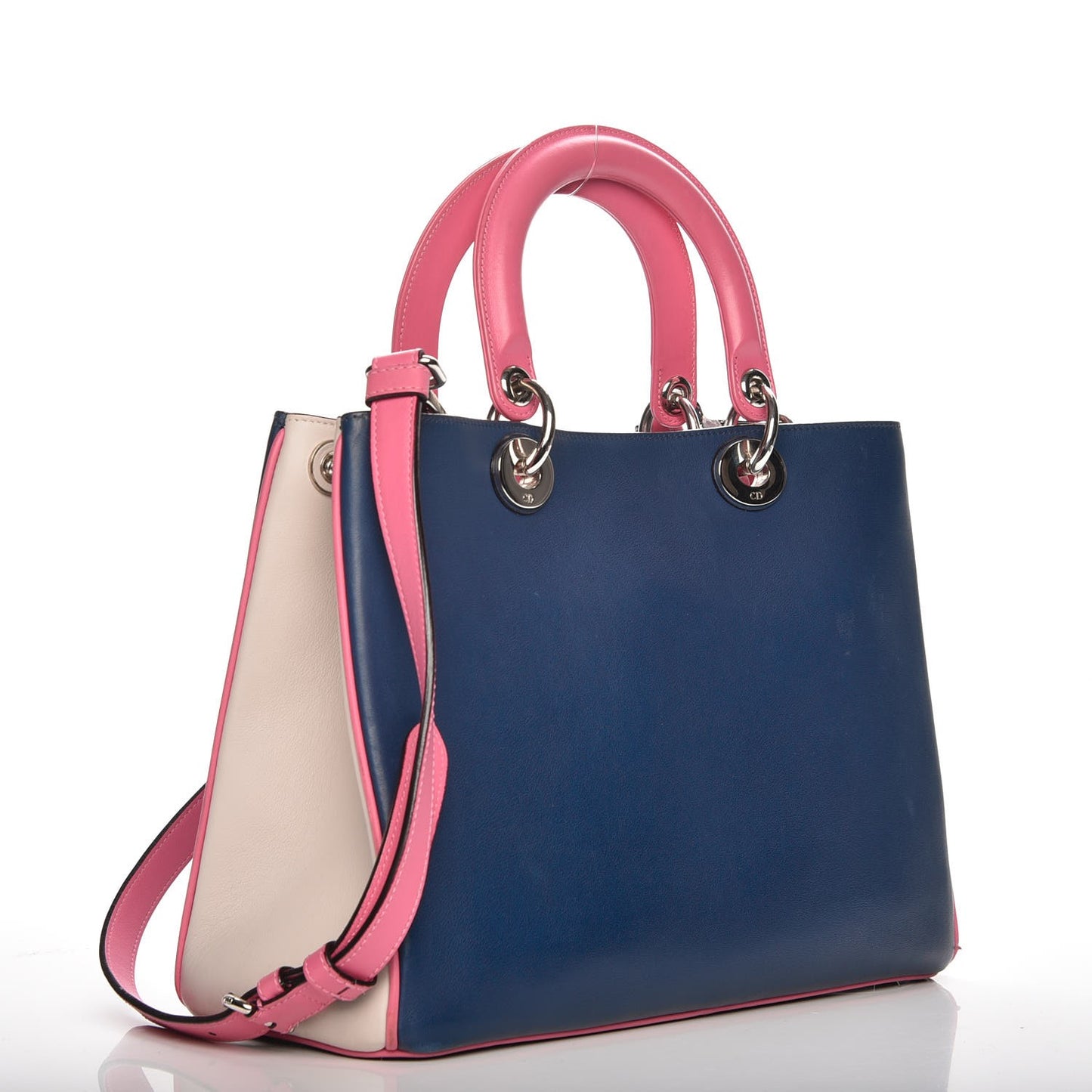 Smooth Calfskin Medium Tri-Color Diorissimo Bag Navy Pink