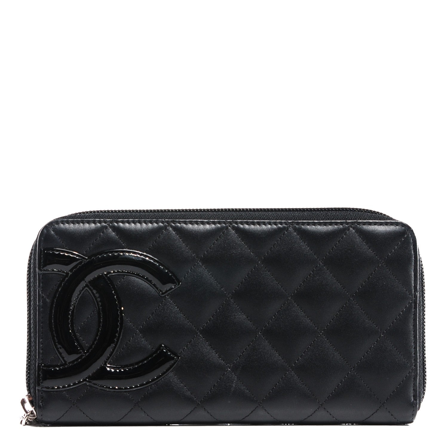 Chanel Calfskin Quilted Cambon Large Gusset Zip Around Wallet Black 1 of 8