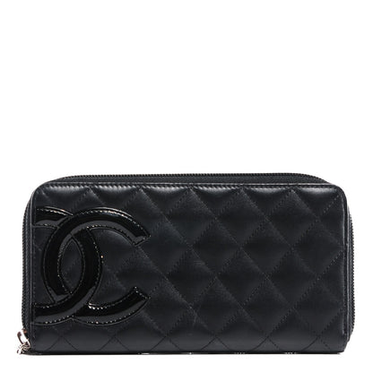 Chanel Calfskin Quilted Cambon Large Gusset Zip Around Wallet Black 1 of 8