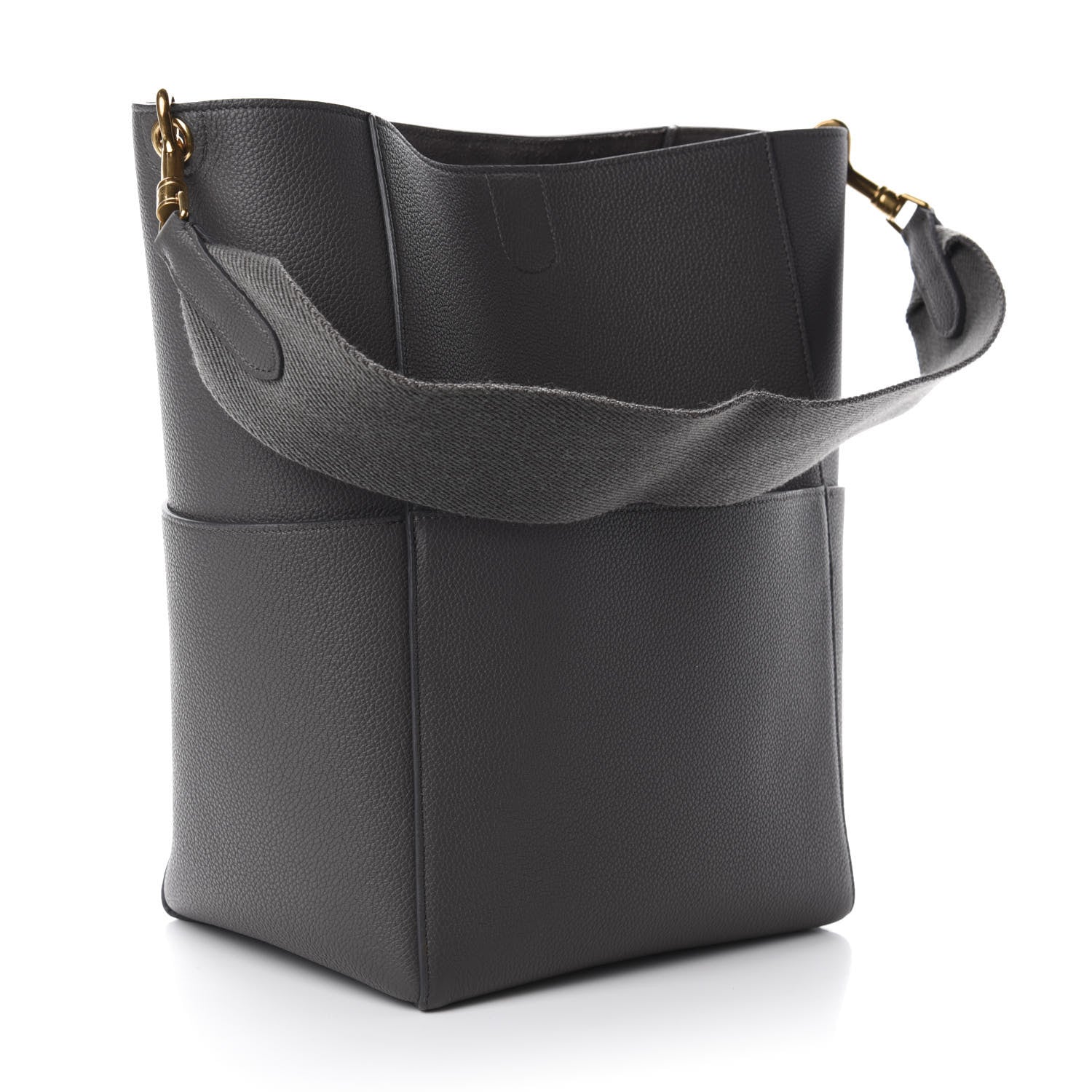 Celine Soft Grained Calfskin Sangle Bucket Bag Grey 3 of 10