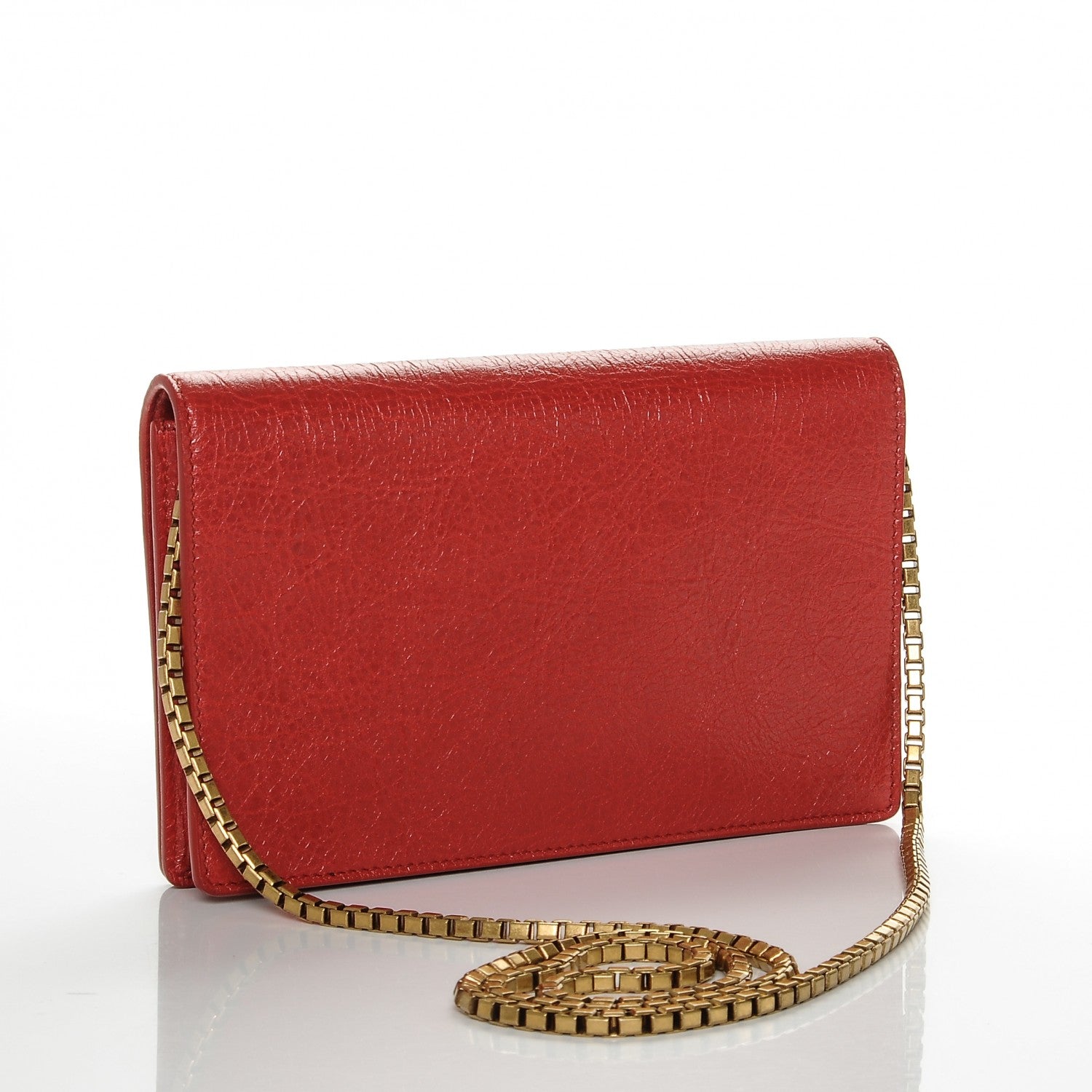 Balenciaga Agneau Gold Metallic Edge Hardware Wallet On Chain Red 3 of 8