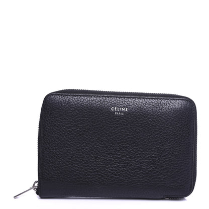 Celine Drummed Calfskin Zip Around Multifunction Wallet Black Citron 1 of 6