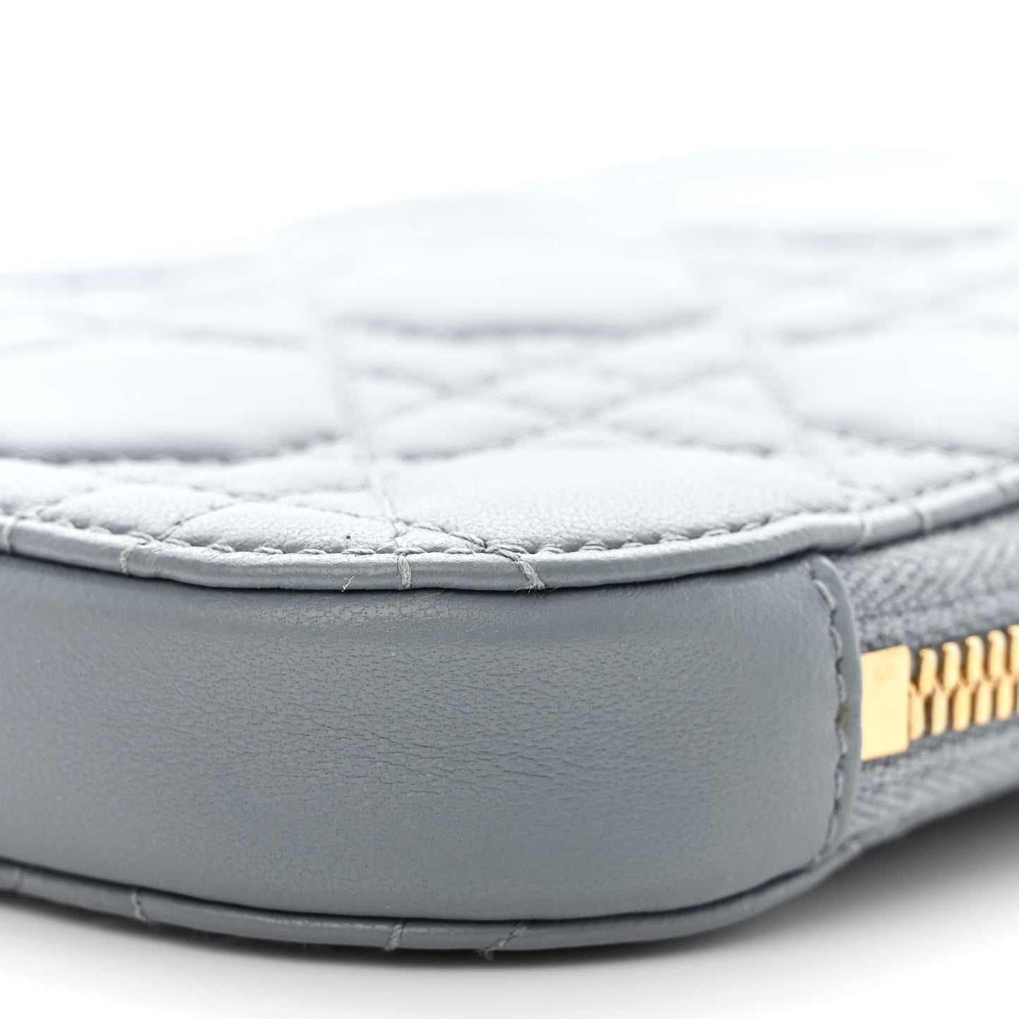 Lambskin Cannage Lady Dior Phone Holder Cloud Blue