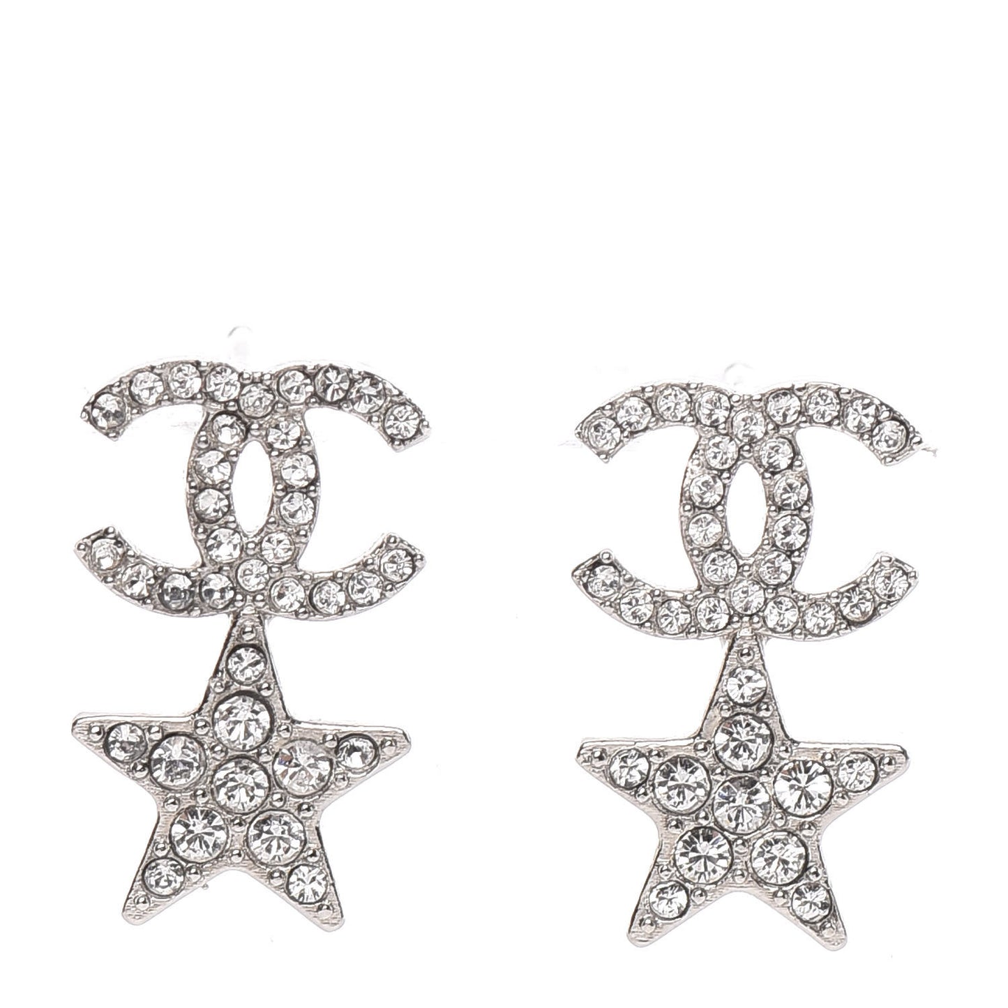 Crystal CC Star Earrings Silver
