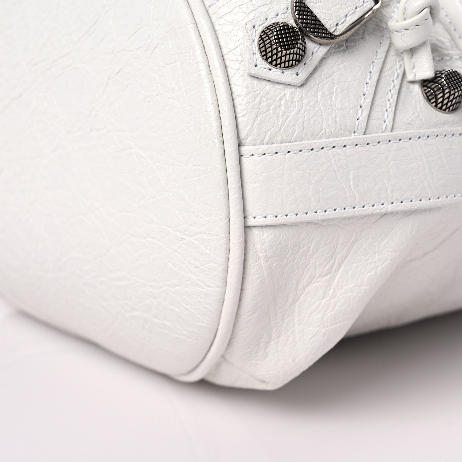 Balenciaga Agneau Arena Le Cagole Bucket Bag XS Optic White 10 of 11