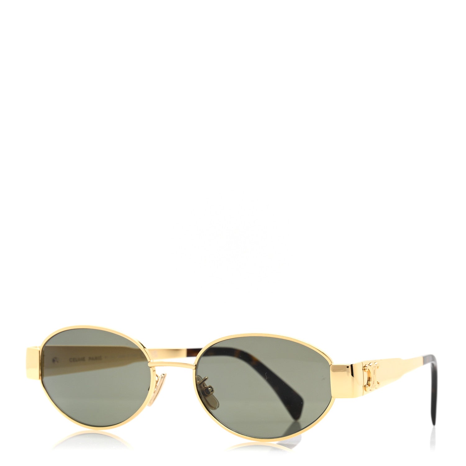 Celine Metal Triomphe 01 Sunglasses CL40235U Gold Green 1 of 8