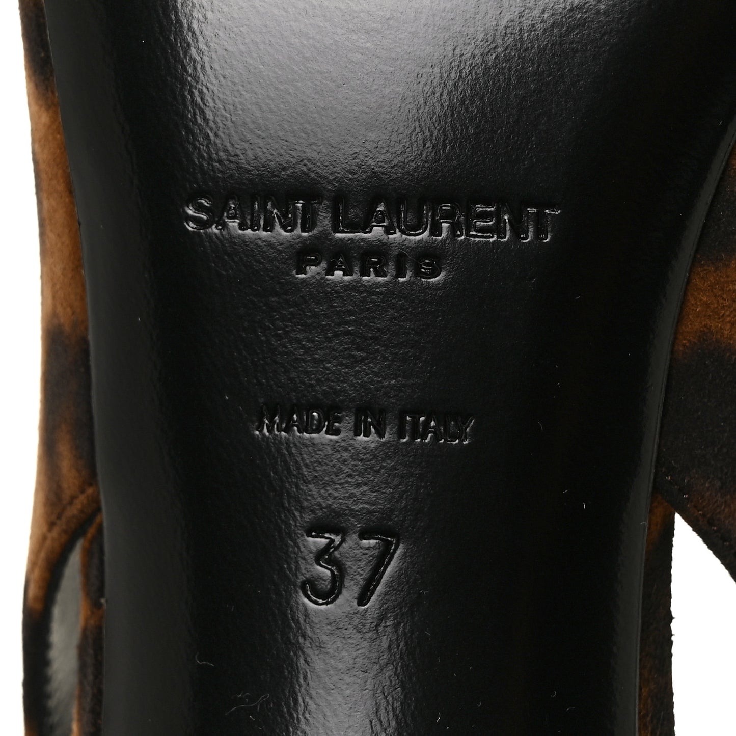 Suede Leopard Print Slingback Pumps 37 Brown