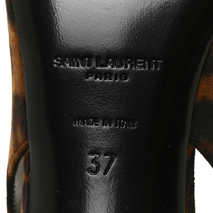 Saint Laurent Suede Leopard Print Slingback Pumps 37 Brown 6 of 9