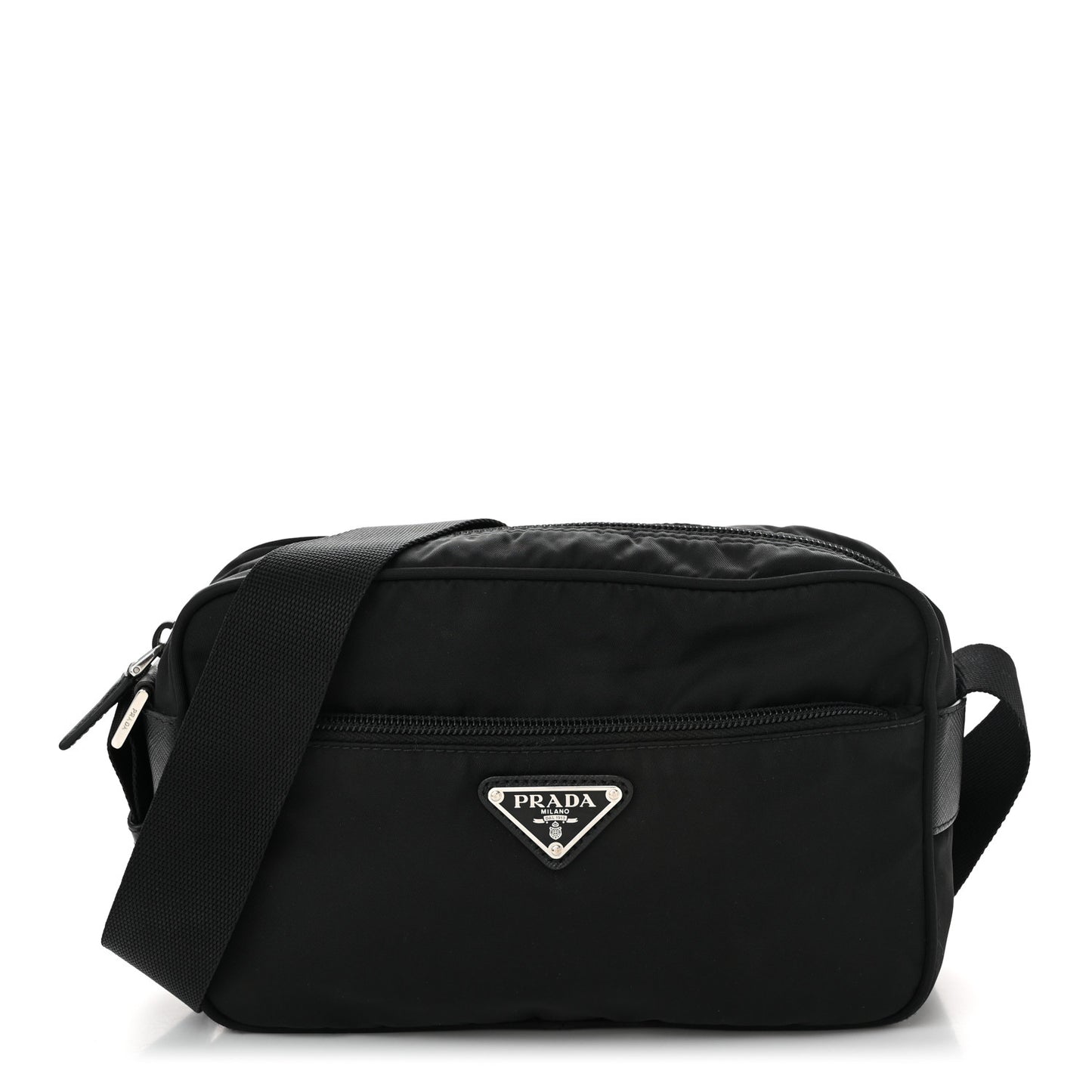 Tessuto Nylon Triangle Shoulder Bag Black