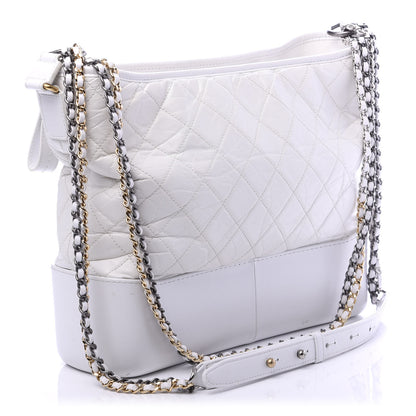Chanel Aged Calfskin Quilted Large Gabrielle Hobo White 3 of 10