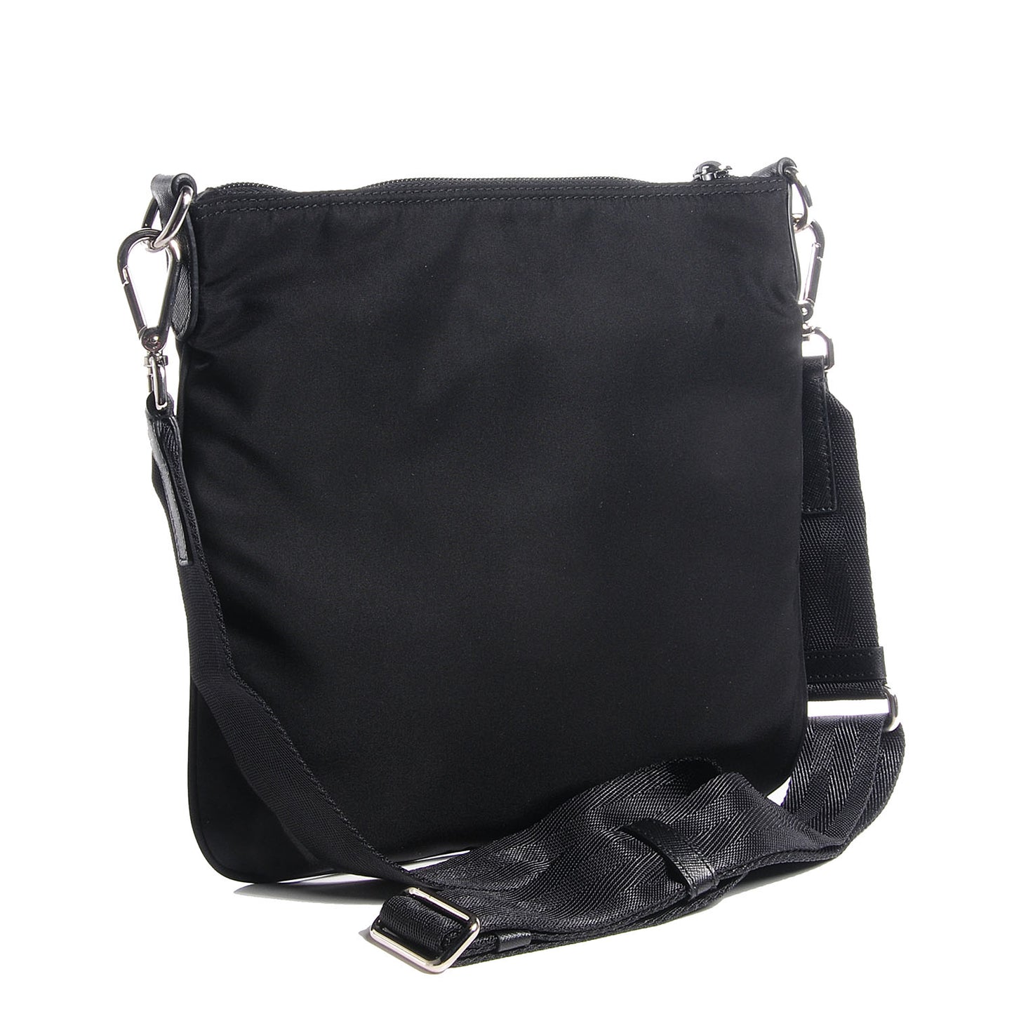 Nylon Flat Messenger Bag Black