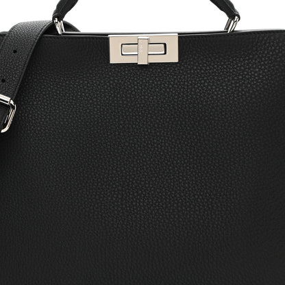 Fendi Cuoio Romano Vitello Cover Glazed Fabric Bi-Color FF 1974 Medium Peekaboo I SEE U Satchel Black Mimosa Tobacco Moro 7 of 7