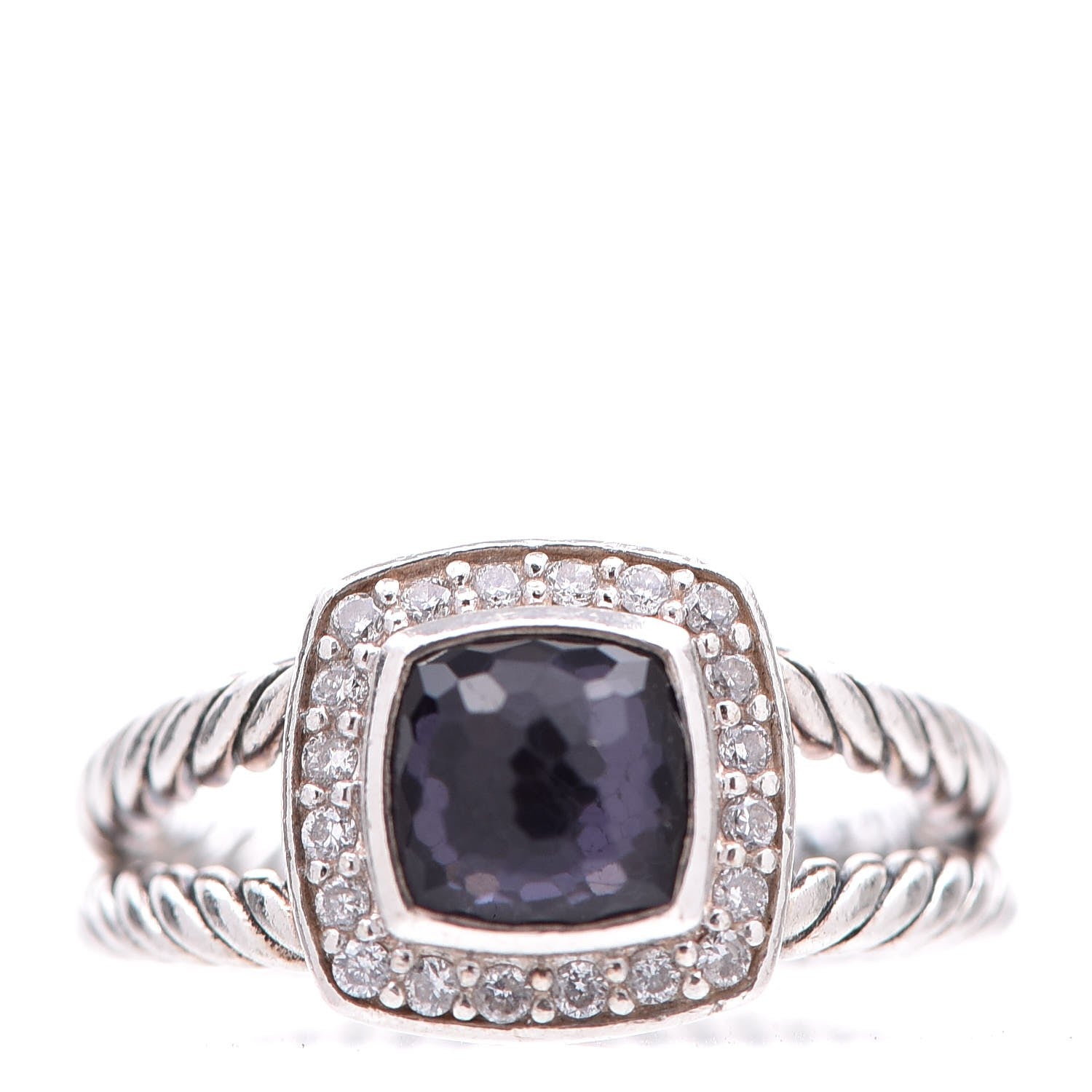 David Yurman Sterling Silver Diamond Black Orchid 7mm Petite Albion Ring 54 7 1 of 5