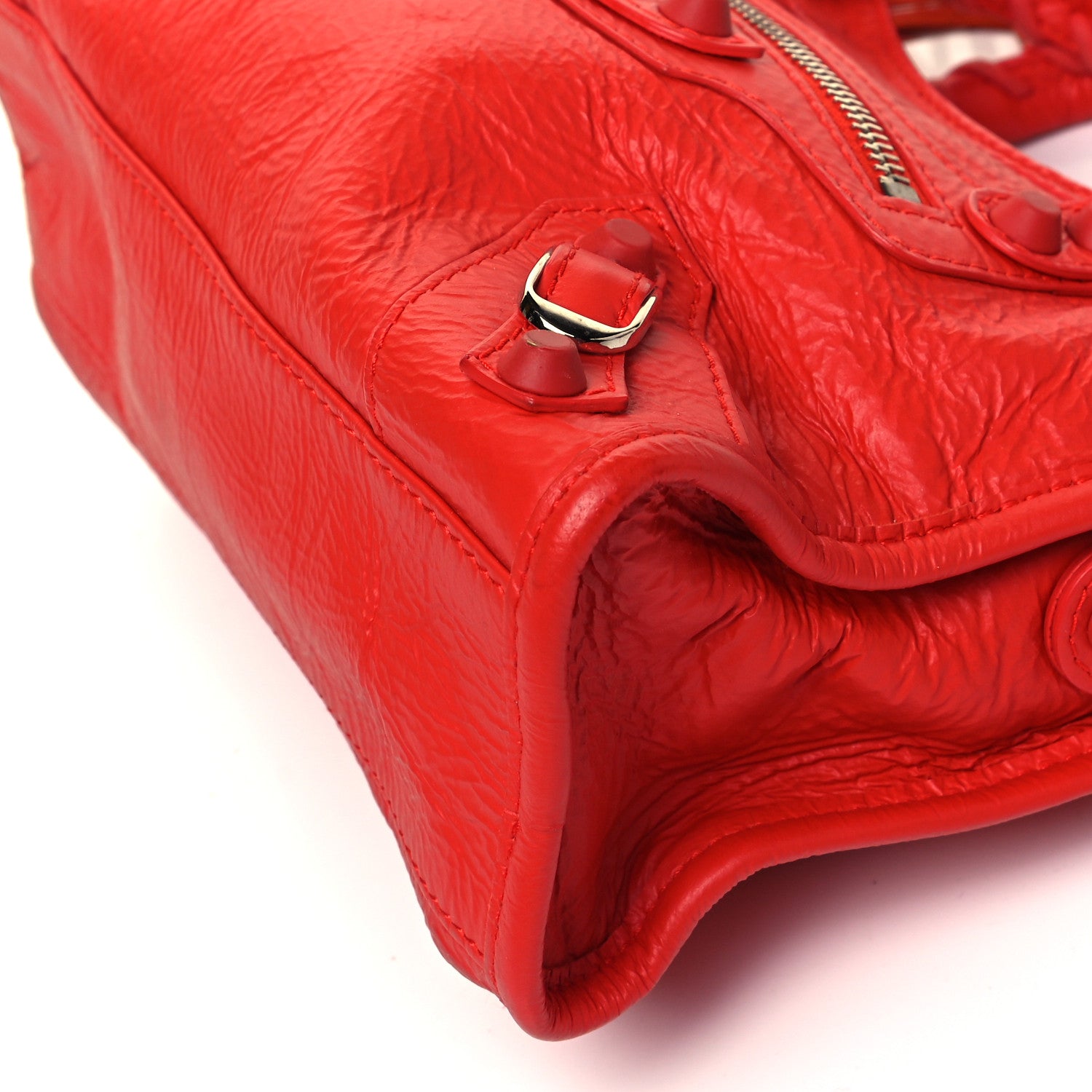 Balenciaga Matte Goatskin Rubber Covered Classic Hardware Mini City Rouge Coquelicot Rouge Braise 9 of 9