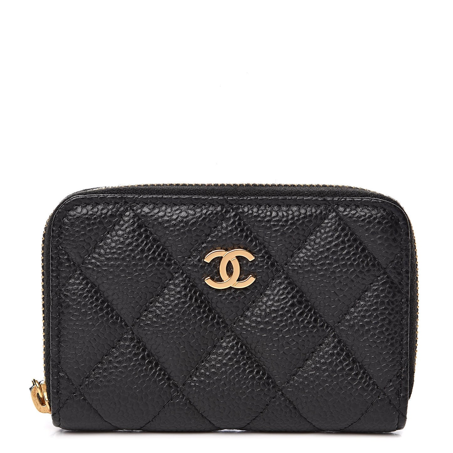 Caviar Quilted Zip Coin Purse Black