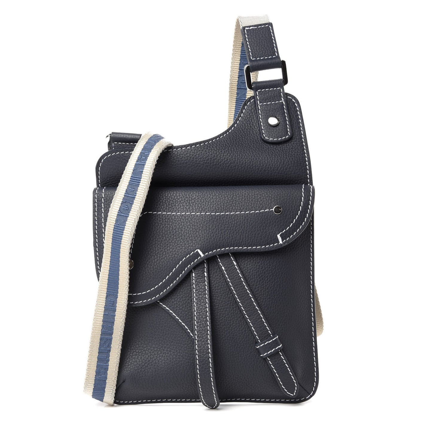 X KAWS Grained Calfskin Saddle Pouch Blue Multicolor