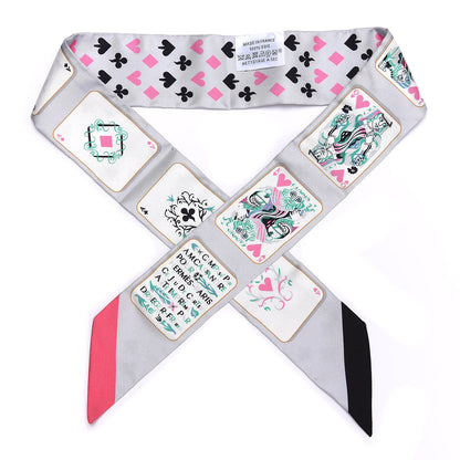 Hermes Silk Jeu de Cartes Twilly Gris Perle Rose Noir 1 of 5