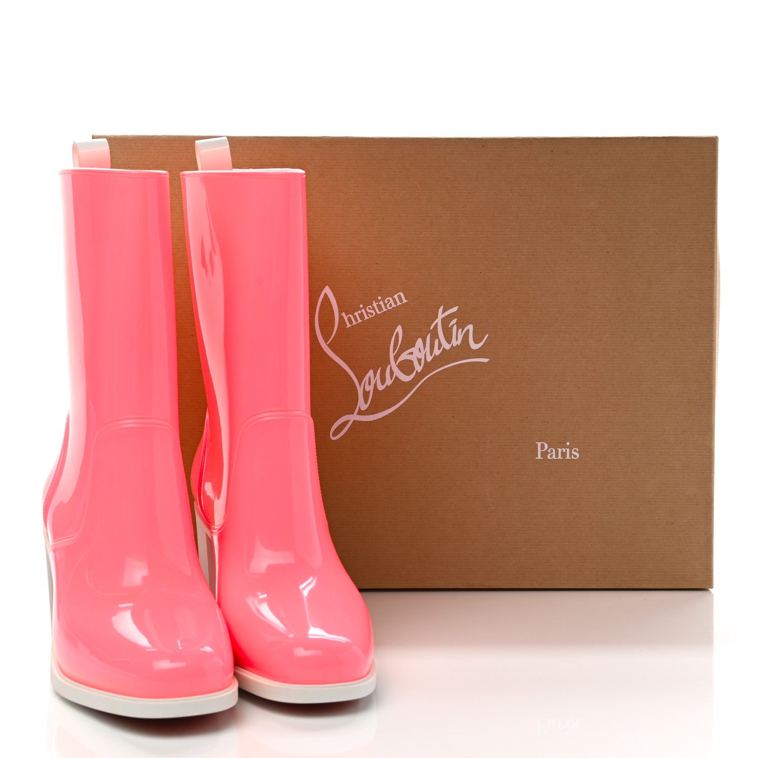 Christian Louboutin PVC Loubirain 70MM Rain Boots 42 Bubble Gum 8 of 8