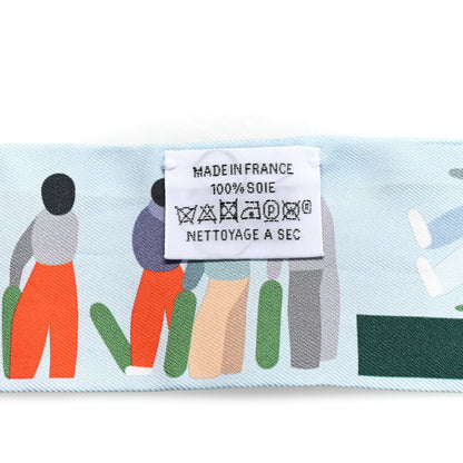 Hermes Silk Figures Libres Twilly Bleu Pale Vert Orange 4 of 4