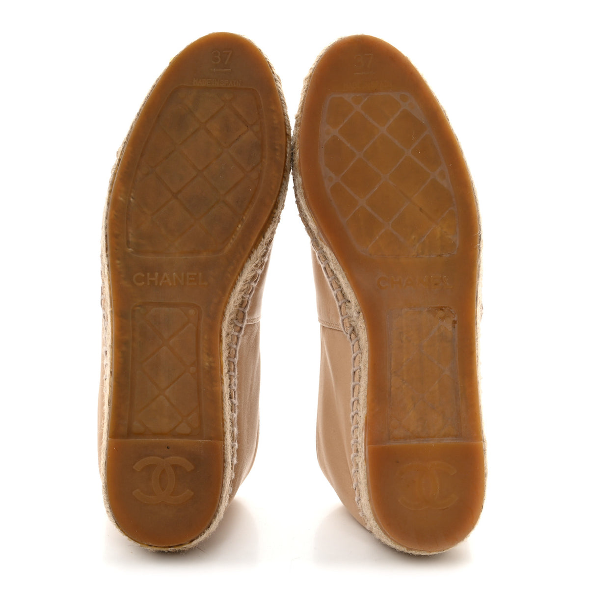 Lambskin CC Espadrilles 37 Beige Black